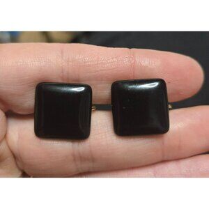 Vintage Trifari Black Square Clip-on Earrings